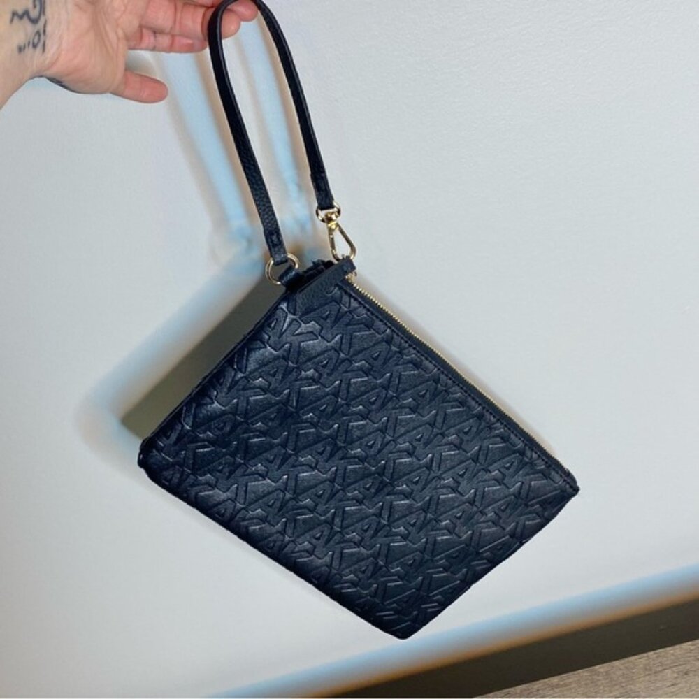 ANNE KLEIN Womens Black Wristlet Zipper Wallet Purse Clutch - Picture 3 of 8